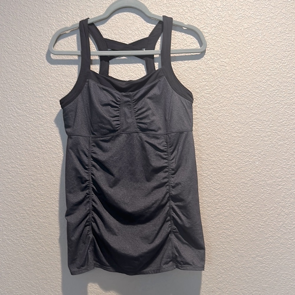 Athleta Tank with built in bra - size L gray/black